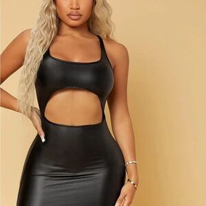 SHEIN Black fitted peak a boo Dress